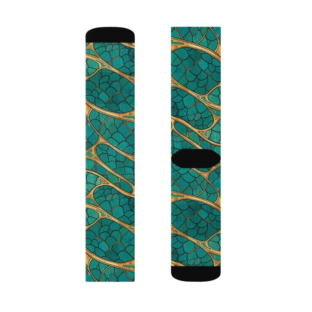 Mermaid Trellis on Socks — Left Sock