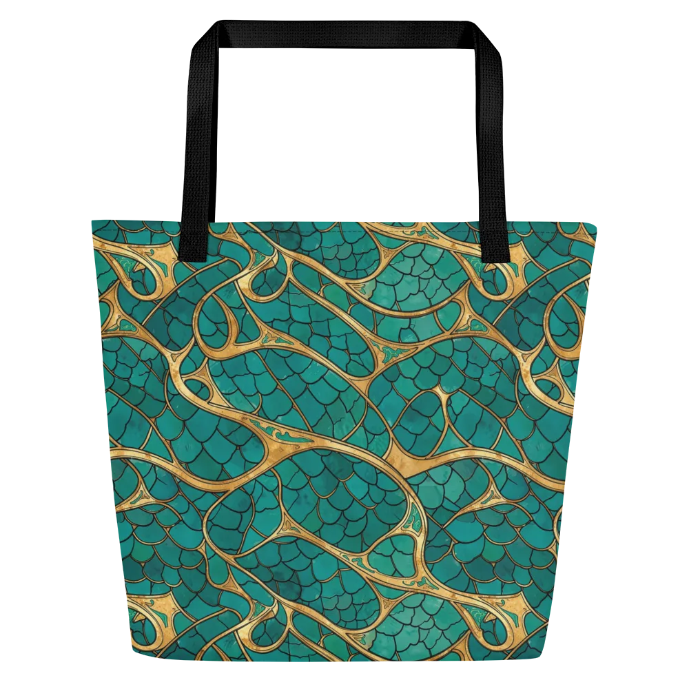Mermaid Trellis on Large Tote Bag W/ Pocket — Front