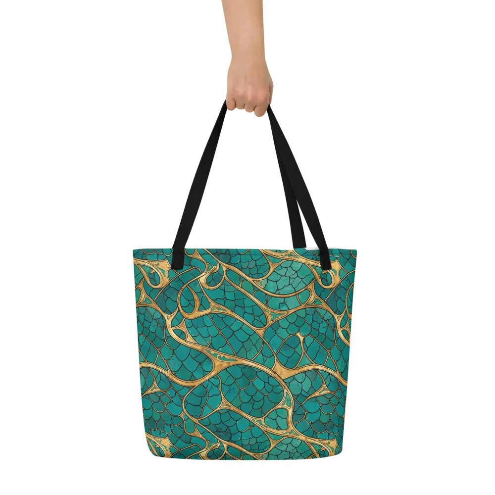 Mermaid Trellis on Large Tote Bag W/ Pocket — Front