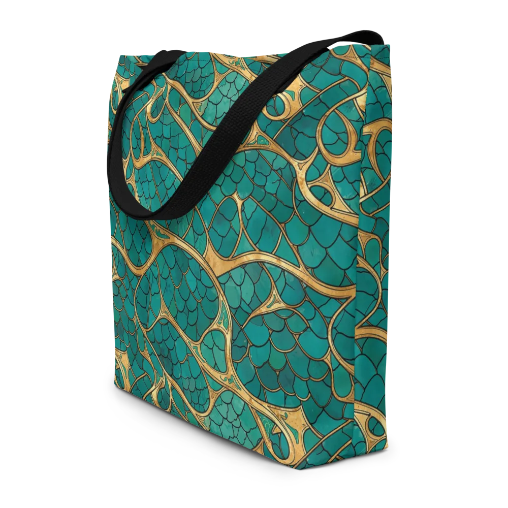 Mermaid Trellis on Large Tote Bag W/ Pocket — Front