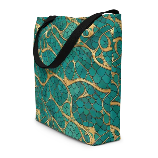 Mermaid Trellis on a Large Tote Bag W/ Pocket