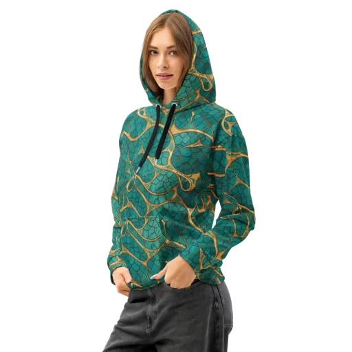 Mermaid Trellis on a Cotton Hoodie