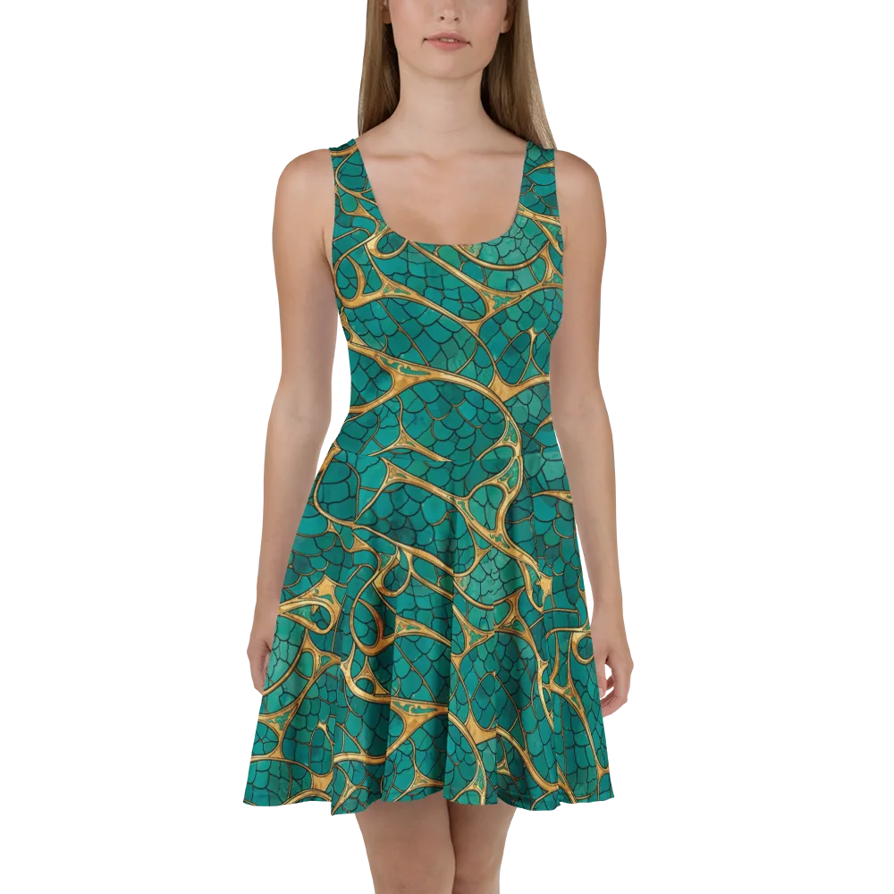 Mermaid Trellis on Skater Dress — Front