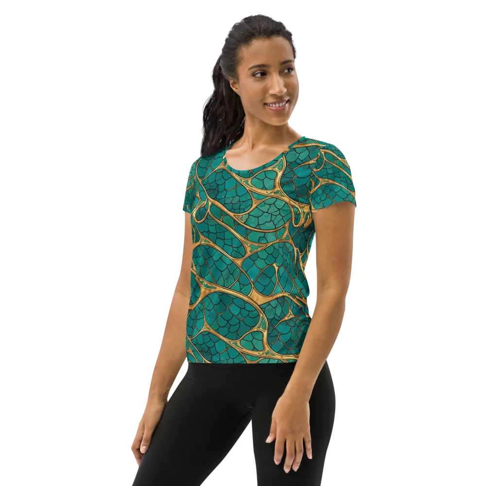 Mermaid Trellis on Women's Athletic T-Shirt — Left