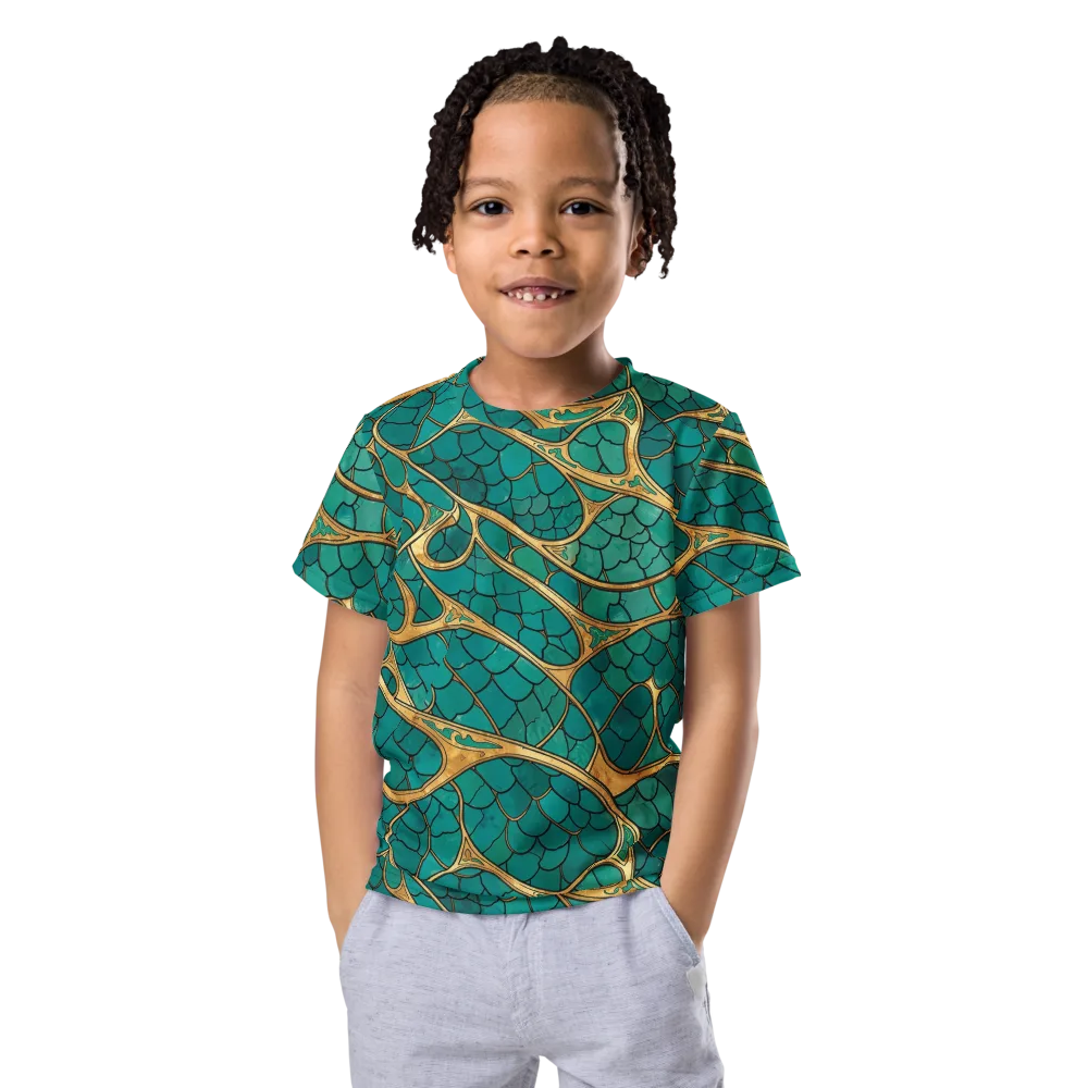 Mermaid Trellis on Kids Crew Neck T-Shirt — Front