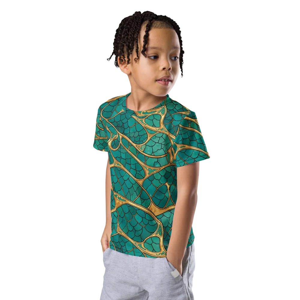 Mermaid Trellis on Kids Crew Neck T-Shirt — Left Front