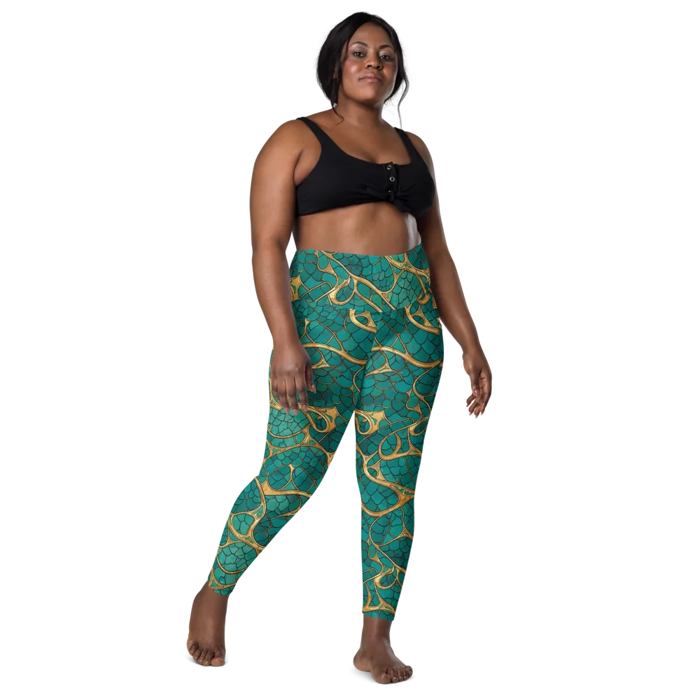 Mermaid Trellis on Leggings with Pockets — Front