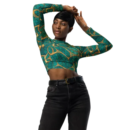 Mermaid Trellis on a Long Sleeve Crop Top