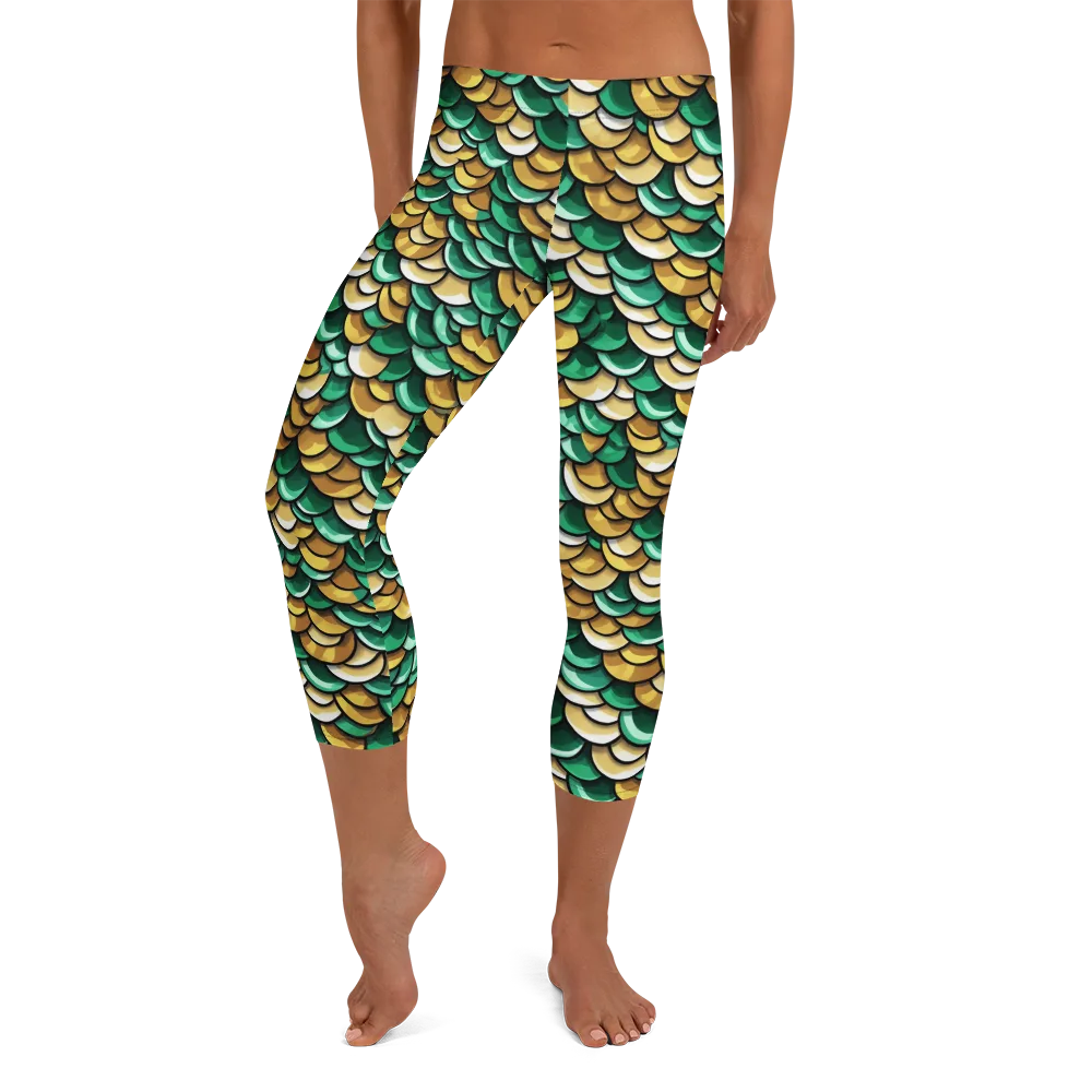 Jade Gilded Scales on Capri Leggings — Front