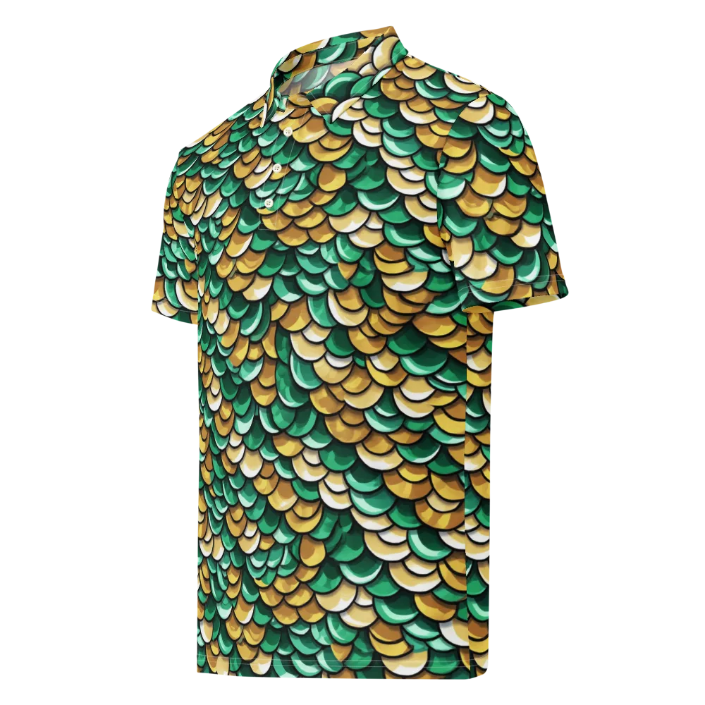 Jade Gilded Scales on Men's Slim Fit Polo Shirt — Left Front