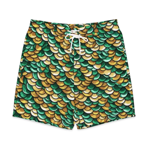 Jade Gilded Scales on a Men's Board Shorts