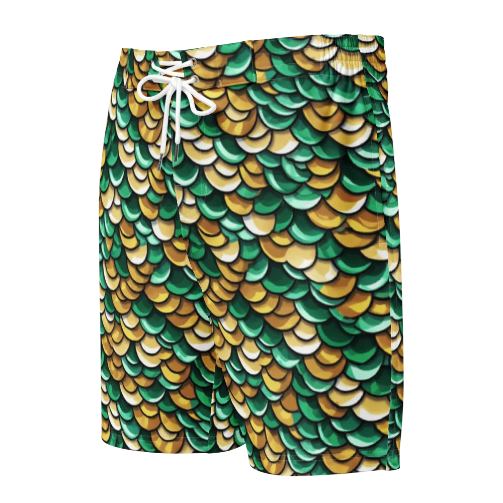 Jade Gilded Scales on Men's Board Shorts — Front