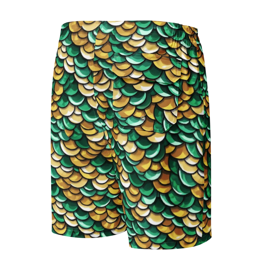 Jade Gilded Scales on Men's Board Shorts — Back