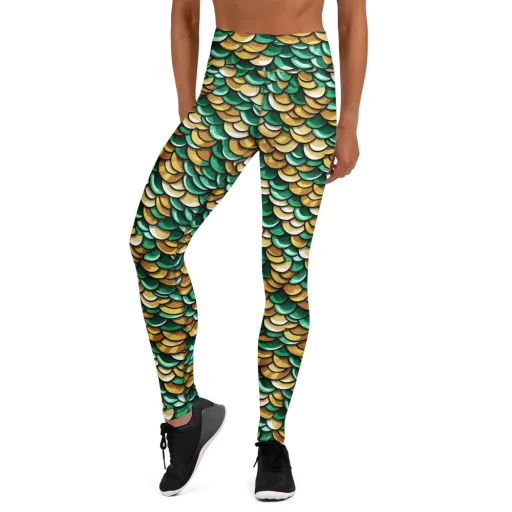 Jade Gilded Scales on a Yoga Leggings