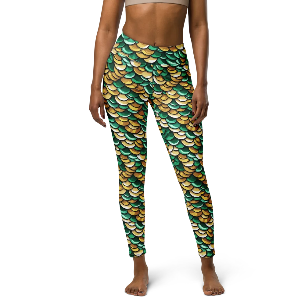 Jade Gilded Scales on Yoga Leggings — Front