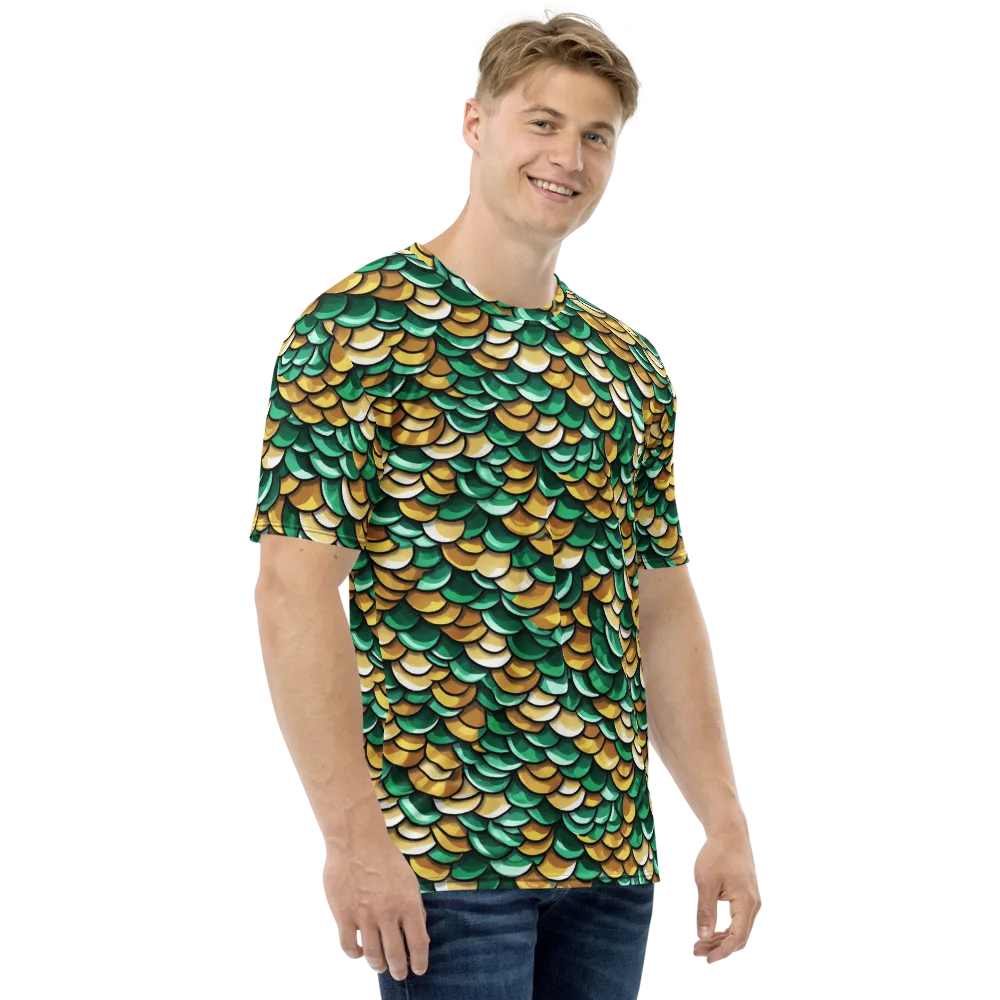 Jade Gilded Scales on Men's Crew Neck T-Shirt — Right