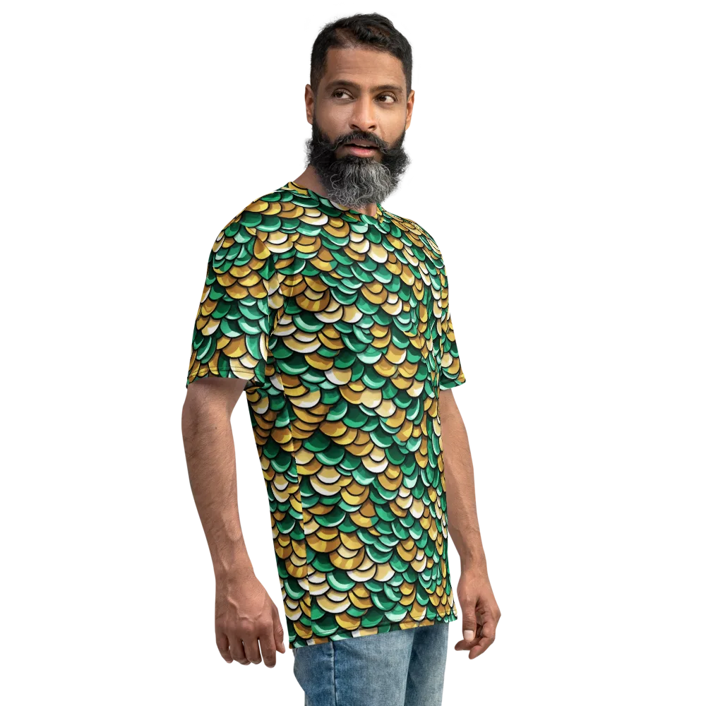 Jade Gilded Scales on Men's Crew Neck T-Shirt — Right