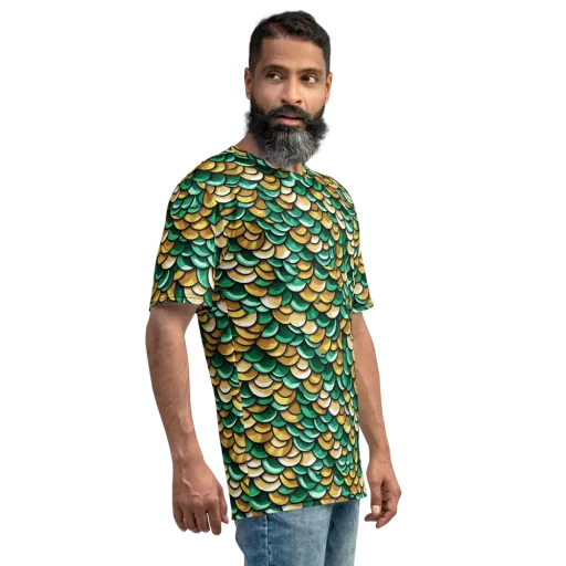 Jade Gilded Scales on a Men's Crew Neck T-Shirt