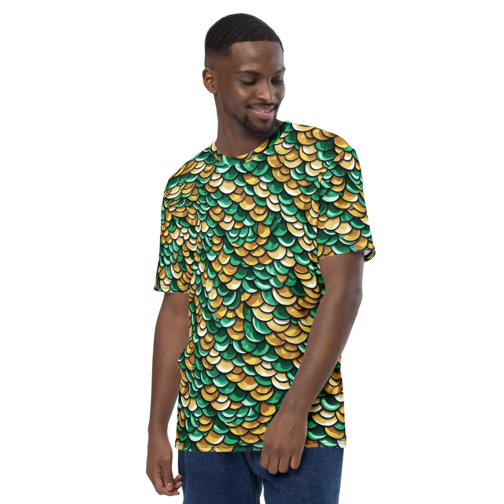 Jade Gilded Scales on Men's Crew Neck T-Shirt — Left