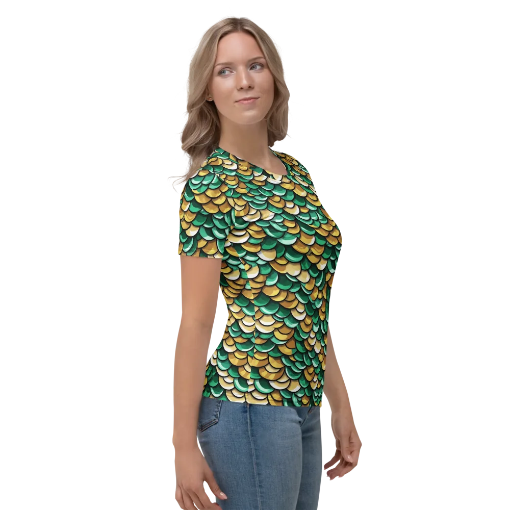Jade Gilded Scales on Women's Crew Neck T-Shirt — Right