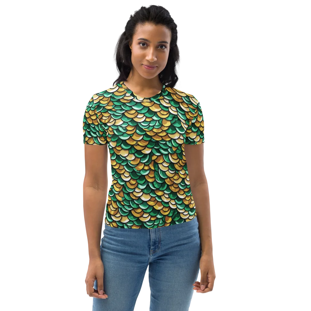Jade Gilded Scales on Women's Crew Neck T-Shirt — Front