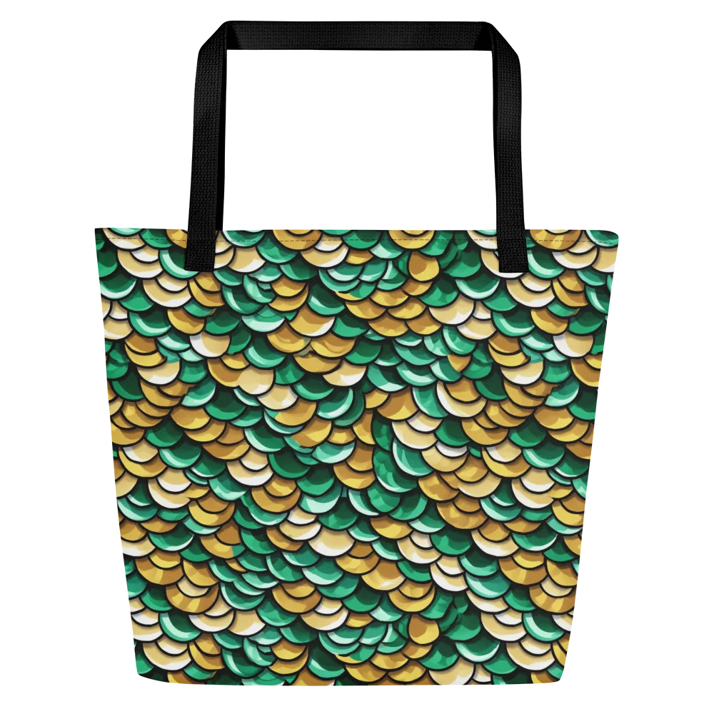 Jade Gilded Scales on Large Tote Bag W/ Pocket — Front