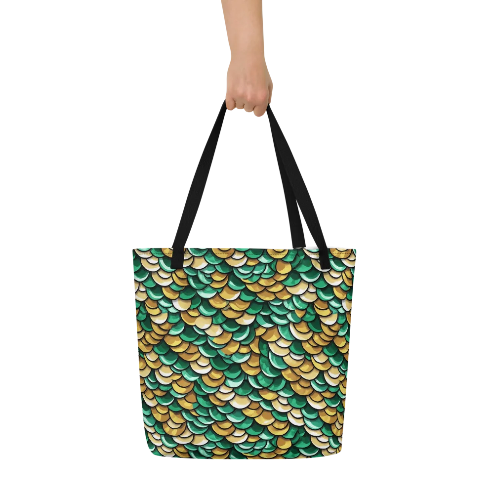 Jade Gilded Scales on Large Tote Bag W/ Pocket — Front