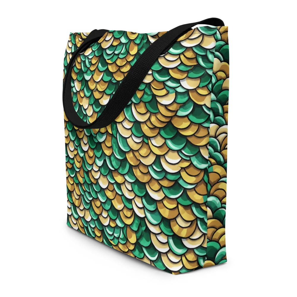 Jade Gilded Scales on Large Tote Bag W/ Pocket — Front