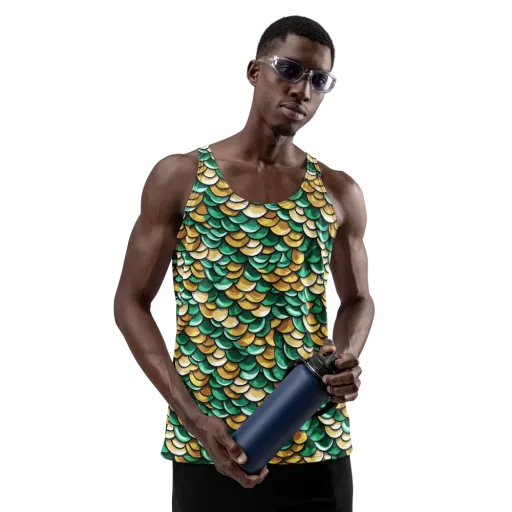 Jade Gilded Scales on a Men's Tank Top