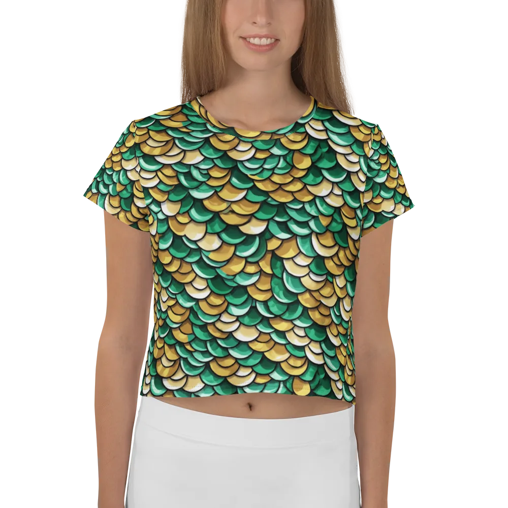 Jade Gilded Scales on Crop Tee — Front