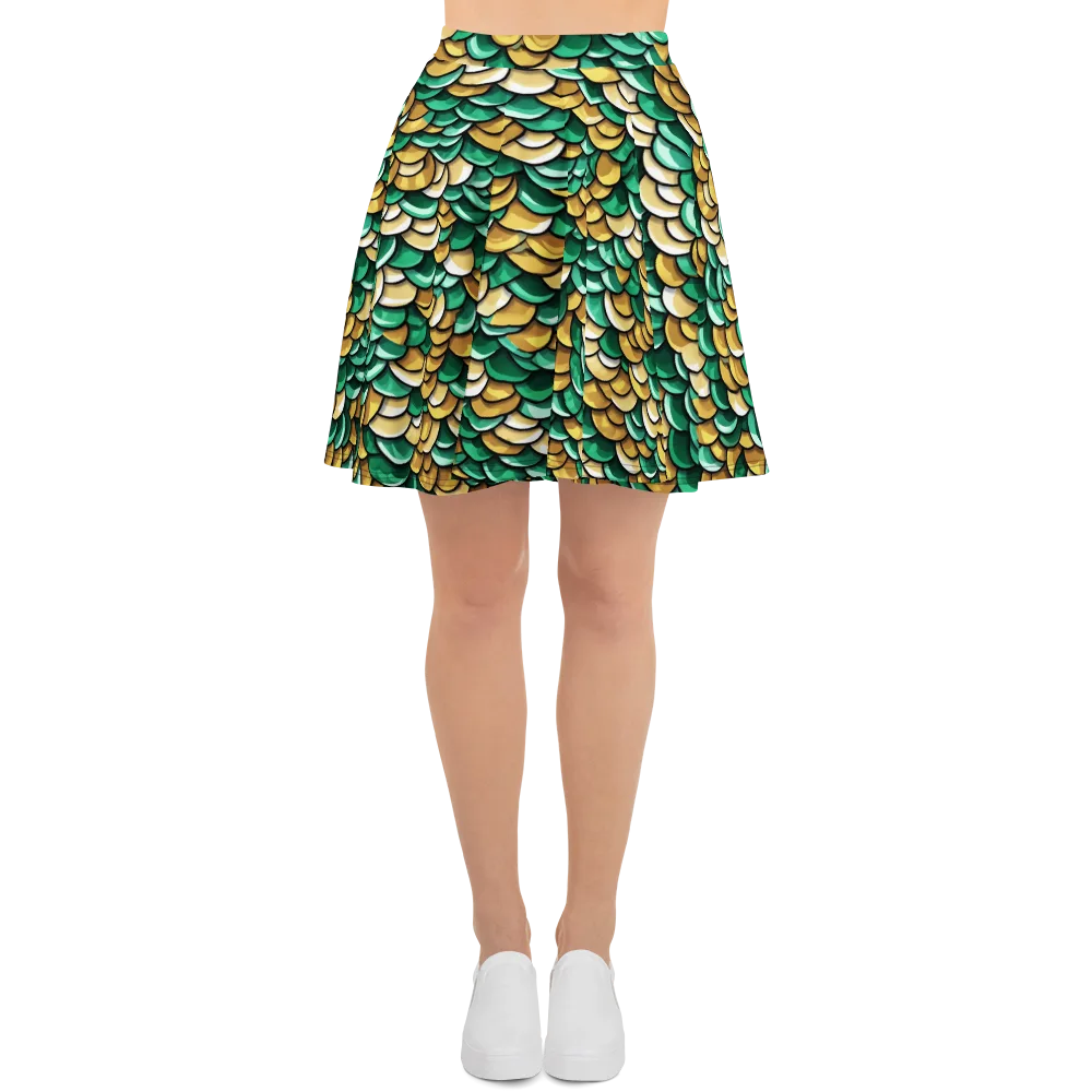 Jade Gilded Scales on Skater Skirt — Front