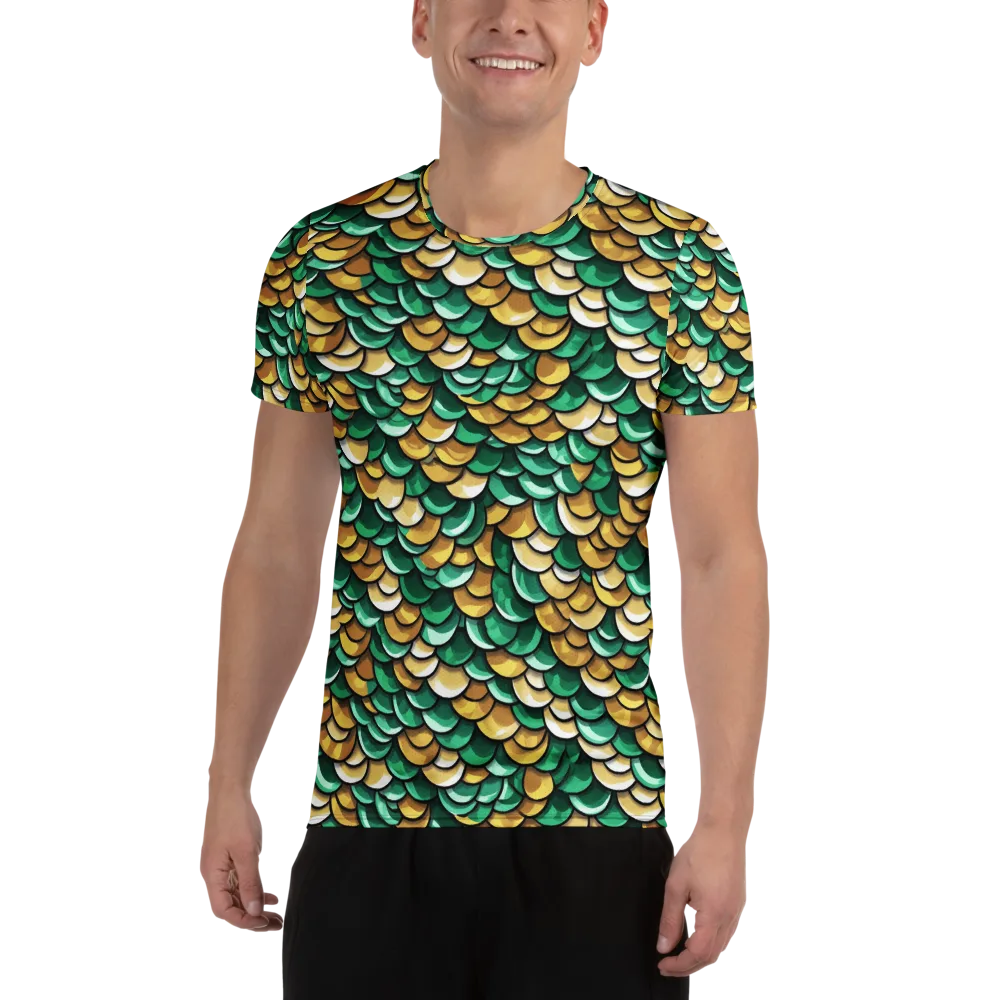 Jade Gilded Scales on Men's Athletic T-Shirt — Front
