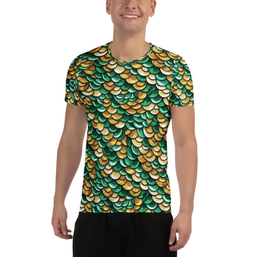 Jade Gilded Scales on a Men's Athletic T-Shirt