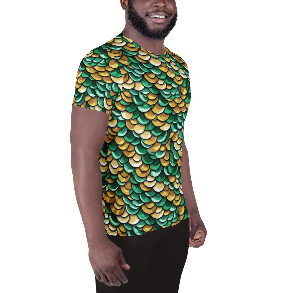 Jade Gilded Scales on Men's Athletic T-Shirt — Right