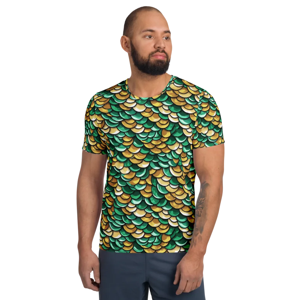 Jade Gilded Scales on Men's Athletic T-Shirt — Front