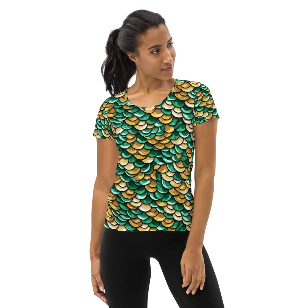 Jade Gilded Scales on Women's Athletic T-Shirt — Front