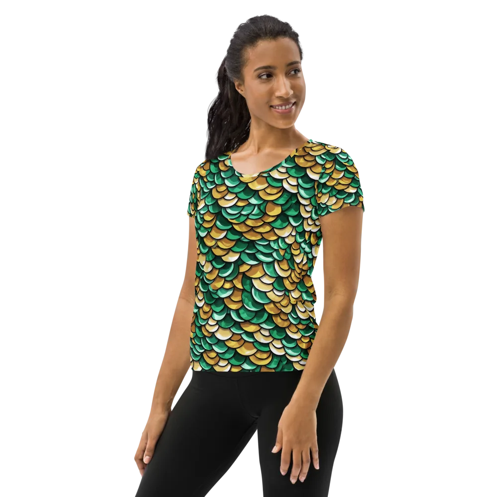 Jade Gilded Scales on Women's Athletic T-Shirt — Left