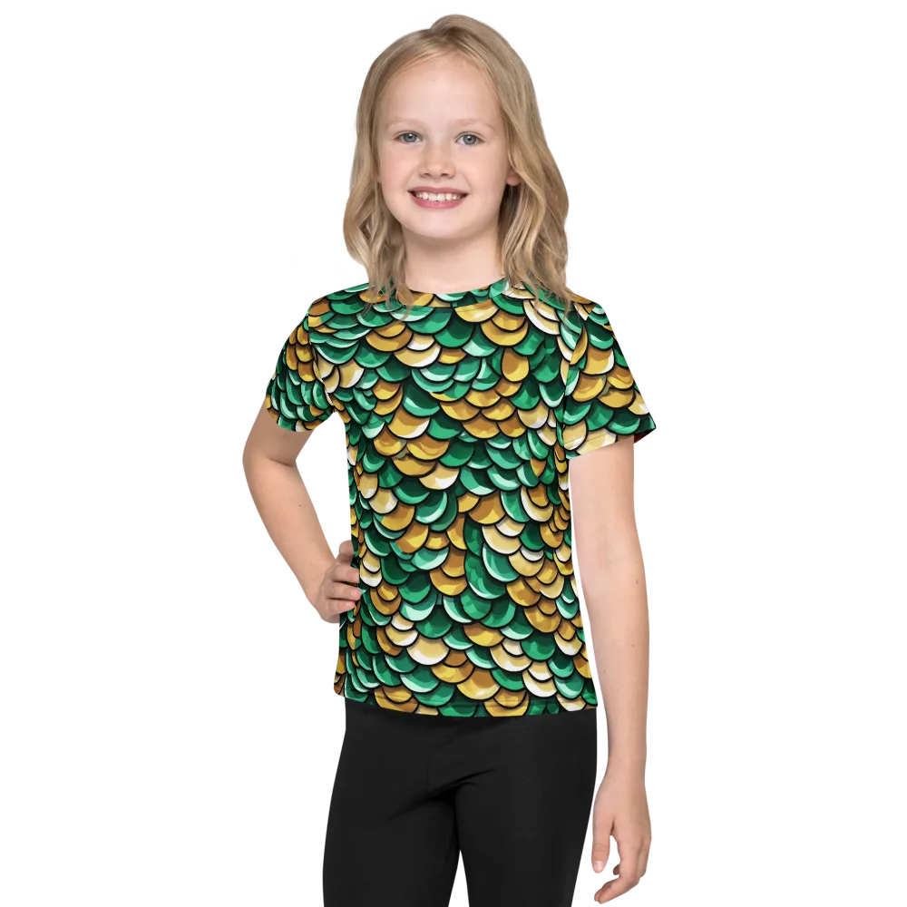 Jade Gilded Scales on Kids Crew Neck T-Shirt — Front