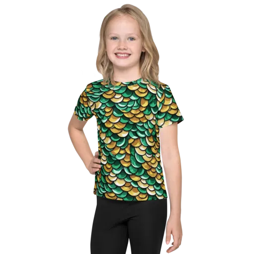 Jade Gilded Scales on a Kids Crew Neck T-Shirt