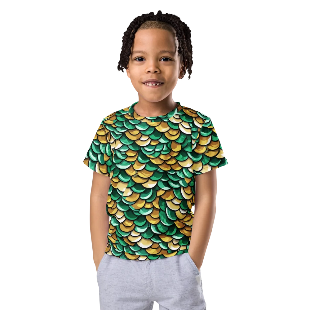 Jade Gilded Scales on Kids Crew Neck T-Shirt — Front