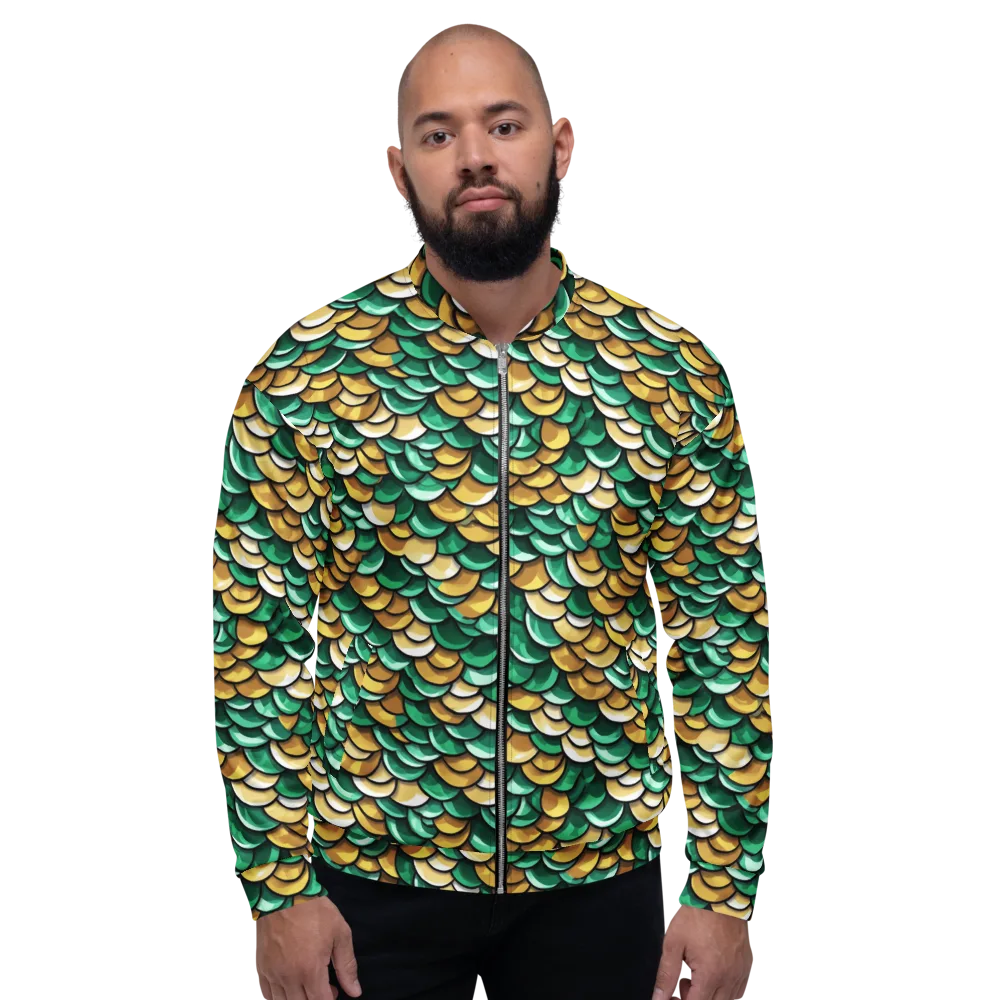 Jade Gilded Scales on Bomber Jacket — Front