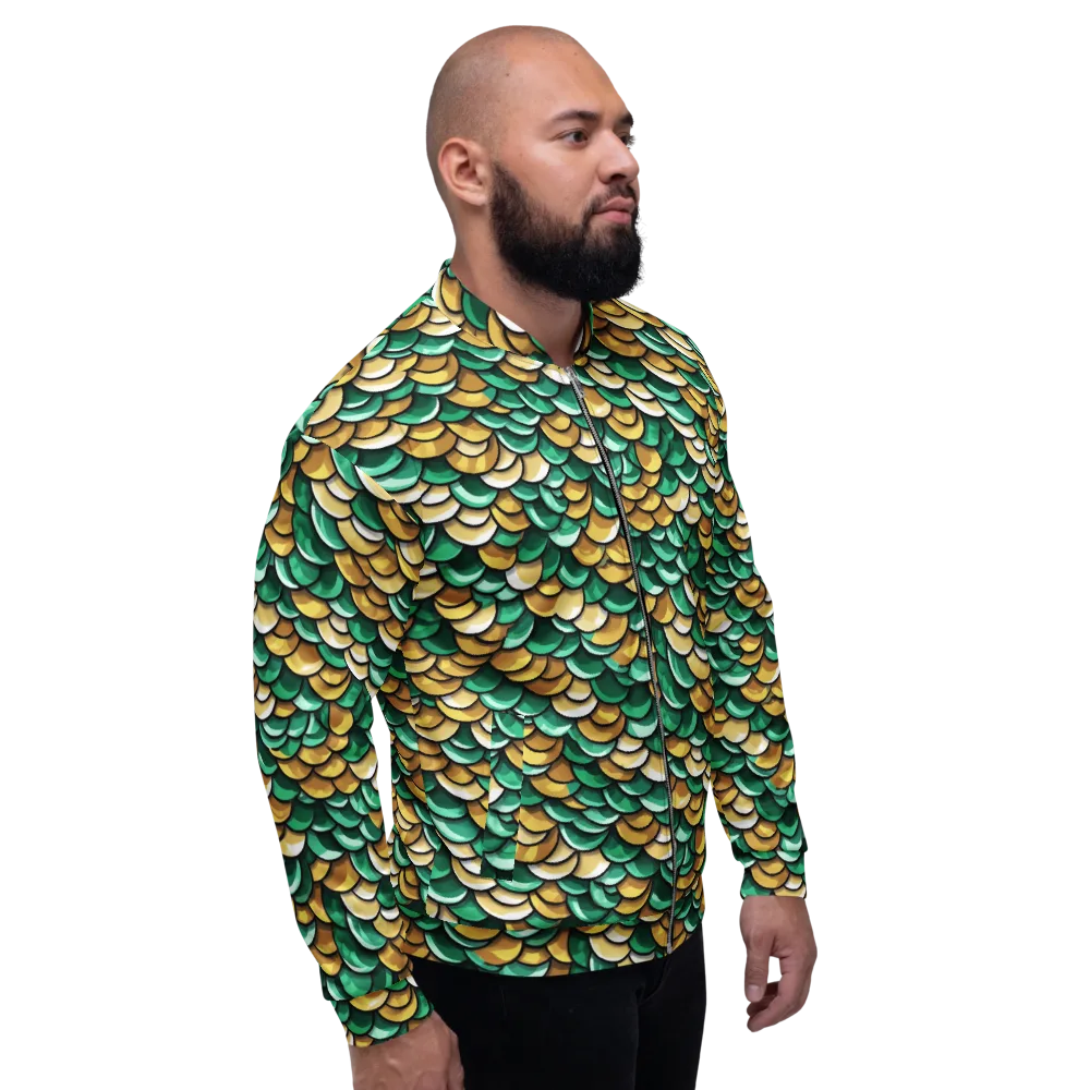 Jade Gilded Scales on Bomber Jacket — Right