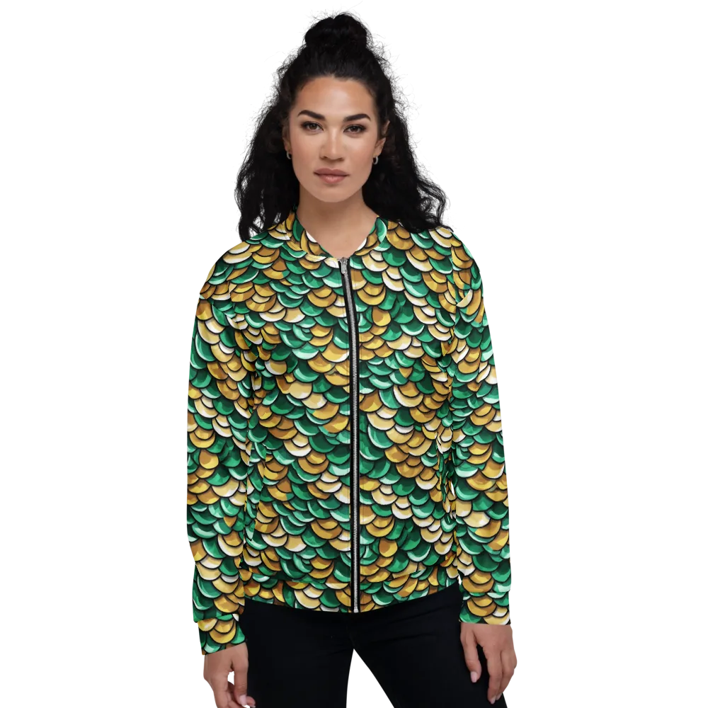 Jade Gilded Scales on Bomber Jacket — Front