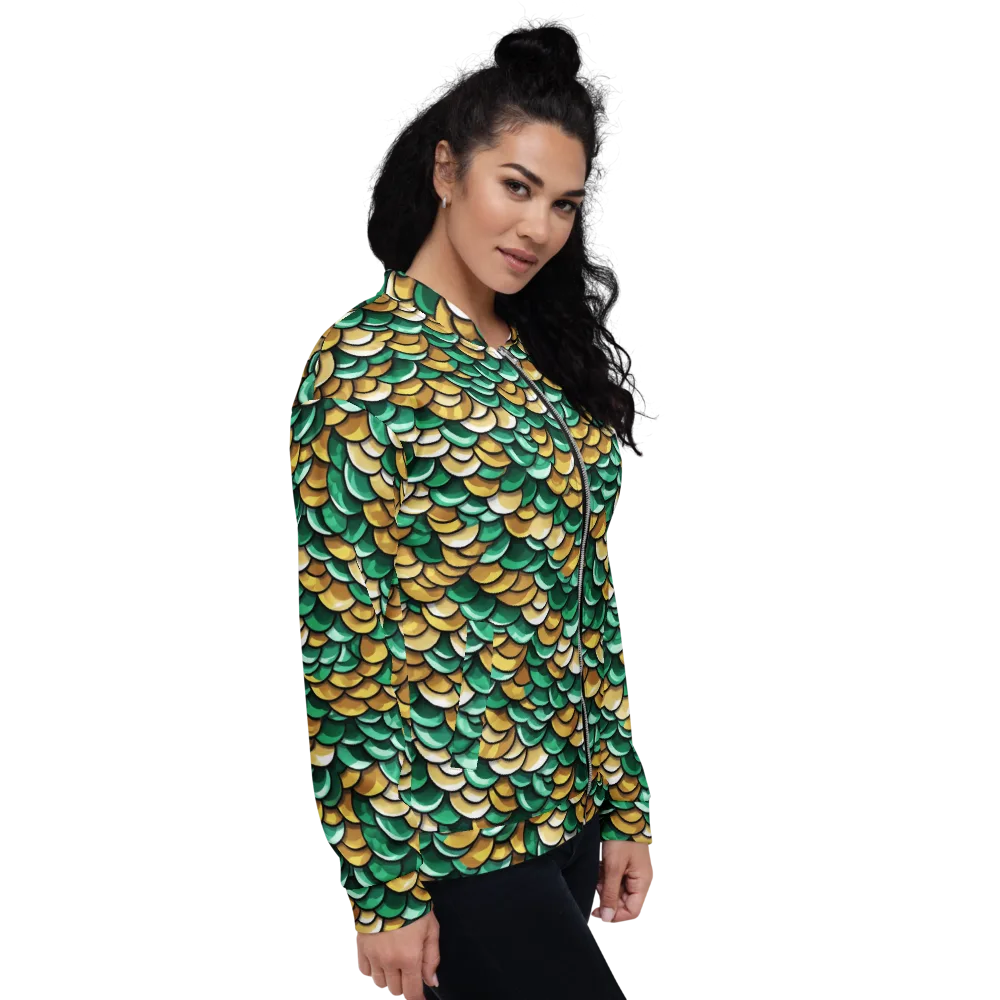 Jade Gilded Scales on Bomber Jacket — Right