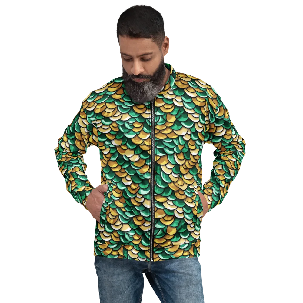 Jade Gilded Scales on Bomber Jacket — Front