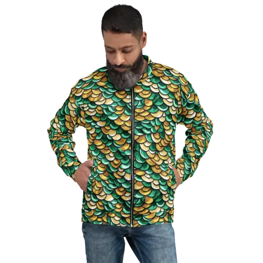 Jade Gilded Scales on a Bomber Jacket