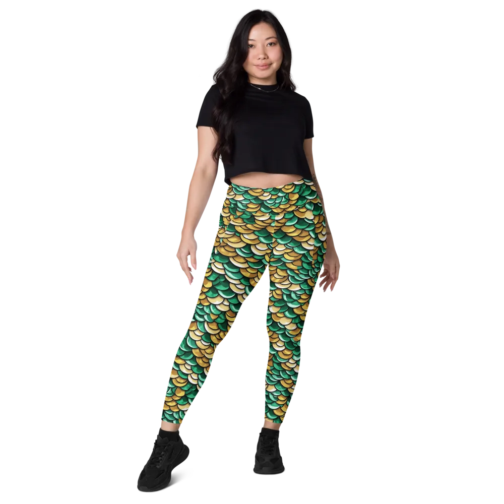 Jade Gilded Scales on Leggings with Pockets — Front