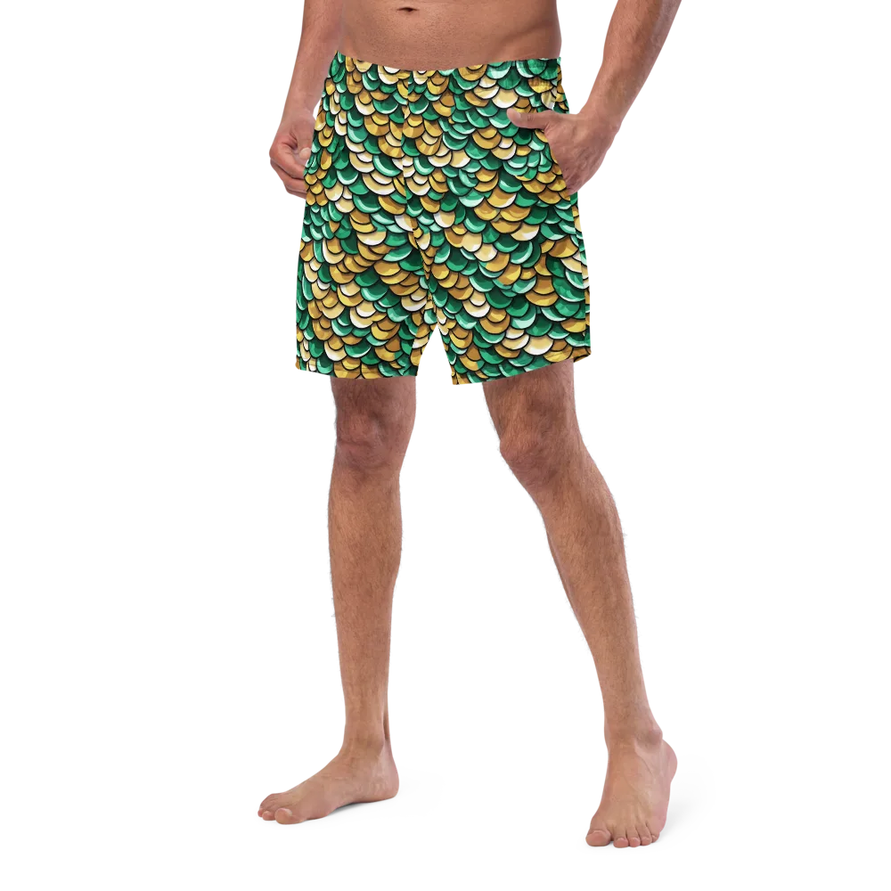Jade Gilded Scales on Swim Trunks — Left Front