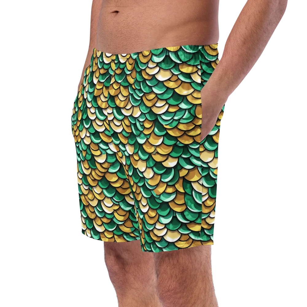 Jade Gilded Scales on Swim Trunks — Left Front