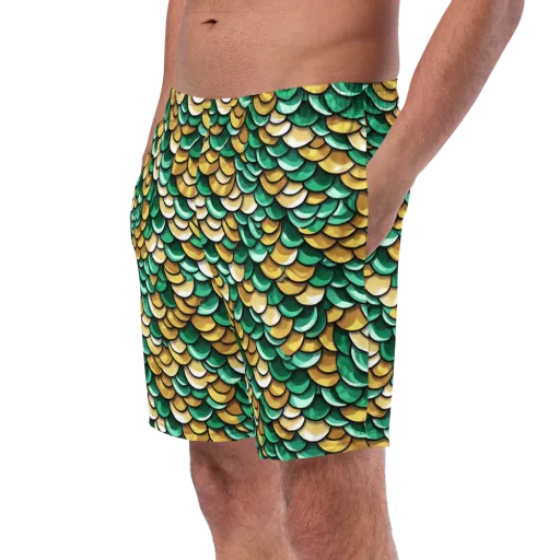 Jade Gilded Scales on a Swim Trunks